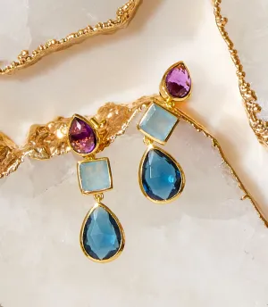 Mixed Triple Gemstones Earrings