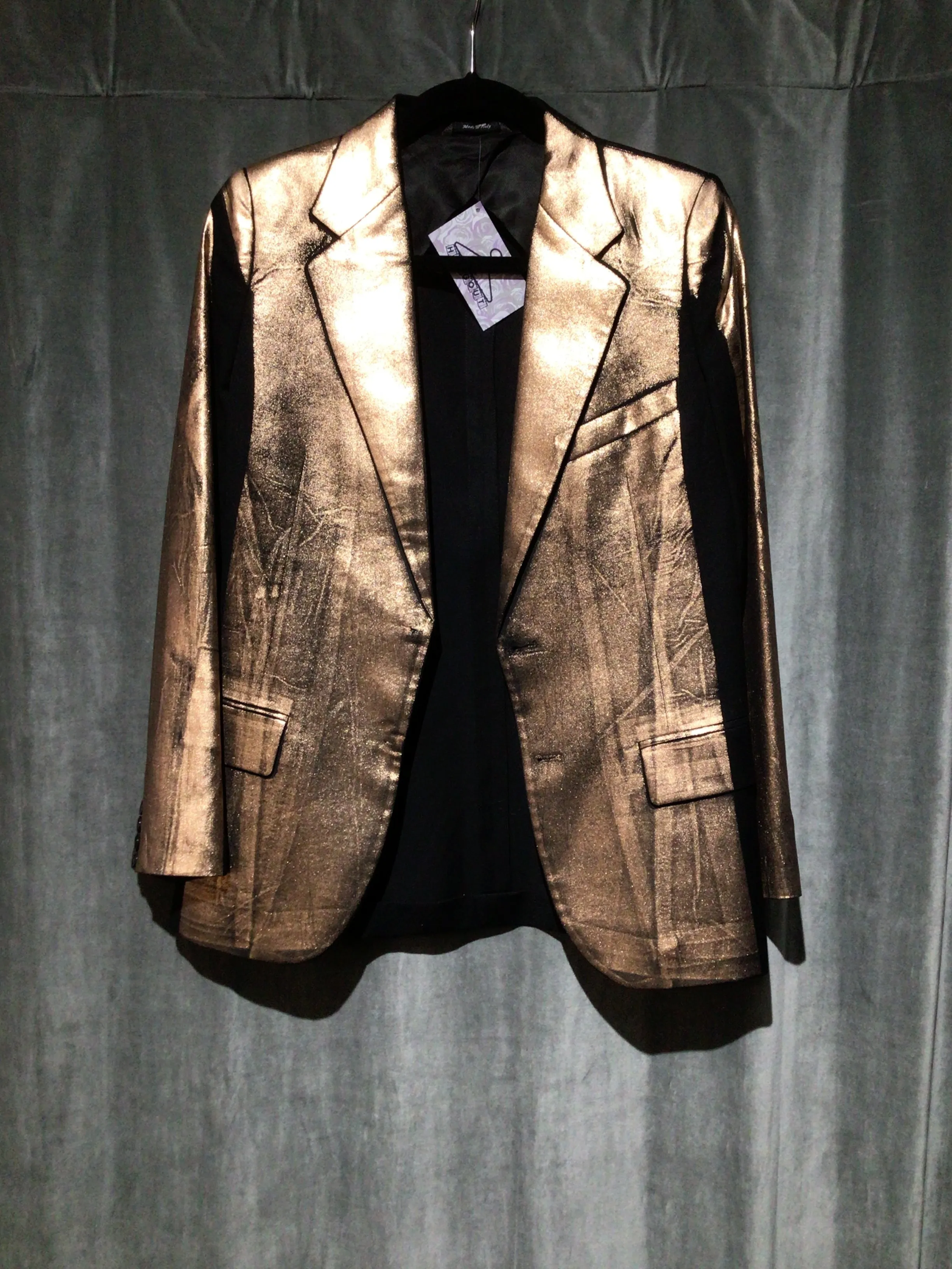 MM6 Maison Martin Marigiela Black Blazer with Rose Gold Paint