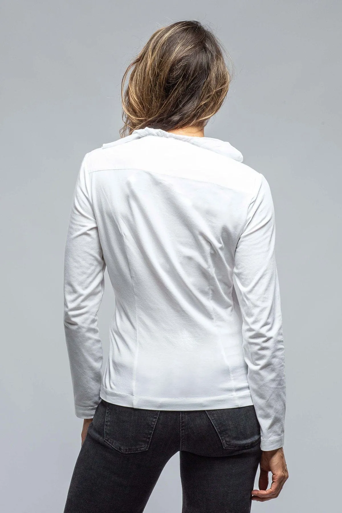 Monica V-Neck Ruffle Front Blouse In White