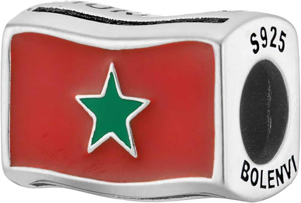 Morocco Flag Bead Charm