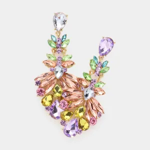 Multi-Color Crystal Cluster Pageant Chandelier Earrings   | 473421