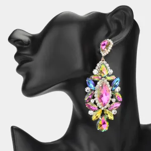 Multi Color Pastel Marquise Stone Chandelier Pageant Earrings | Prom Earrings |  648659