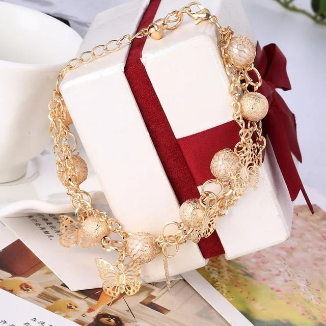 Multi-layer Gold Color Chain Heart or flowers/ Bracelets & Bangles/multiple Styles