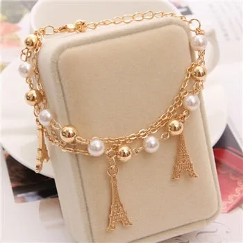 Multi-layer Gold Color Chain Heart or flowers/ Bracelets & Bangles/multiple Styles
