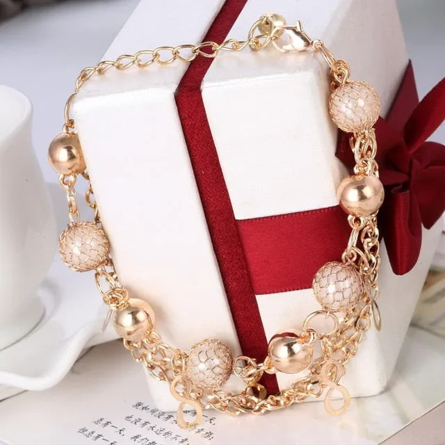 Multi-layer Gold Color Chain Heart or flowers/ Bracelets & Bangles/multiple Styles