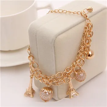 Multi-layer Gold Color Chain Heart or flowers/ Bracelets & Bangles/multiple Styles