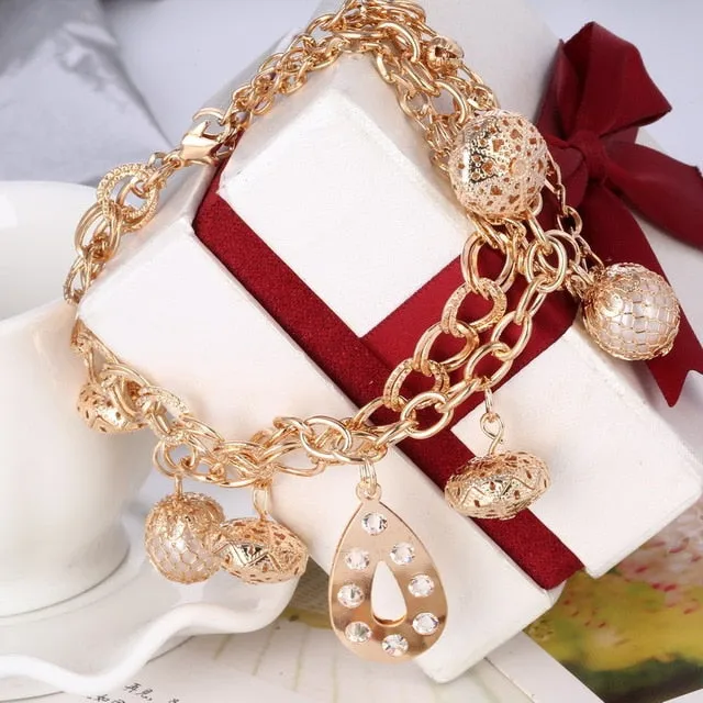 Multi-layer Gold Color Chain Heart or flowers/ Bracelets & Bangles/multiple Styles