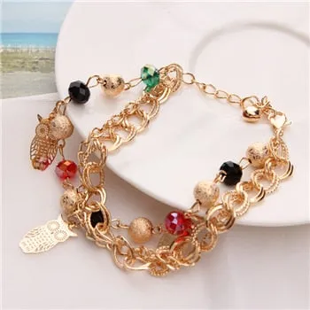 Multi-layer Gold Color Chain Heart or flowers/ Bracelets & Bangles/multiple Styles