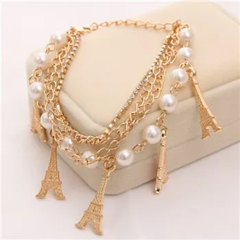 Multi-layer Gold Color Chain Heart or flowers/ Bracelets & Bangles/multiple Styles