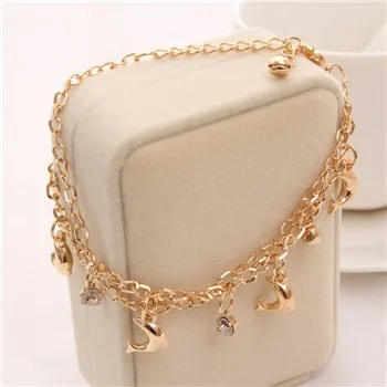 Multi-layer Gold Color Chain Heart or flowers/ Bracelets & Bangles/multiple Styles