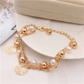 Multi-layer Gold Color Chain Heart or flowers/ Bracelets & Bangles/multiple Styles