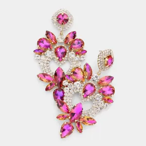 Multi Shape Purple Stone Statement Chandelier Pageant Earrings  | 530341