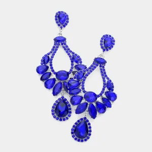 Multi Stone Sapphire Crystal Chandelier Pageant Earrings | Prom Earrings | 589426