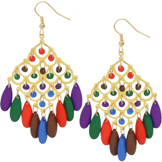 Multicolor Beaded Dangle Chandelier Earrings