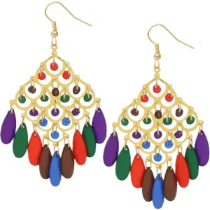 Multicolor Beaded Dangle Chandelier Earrings