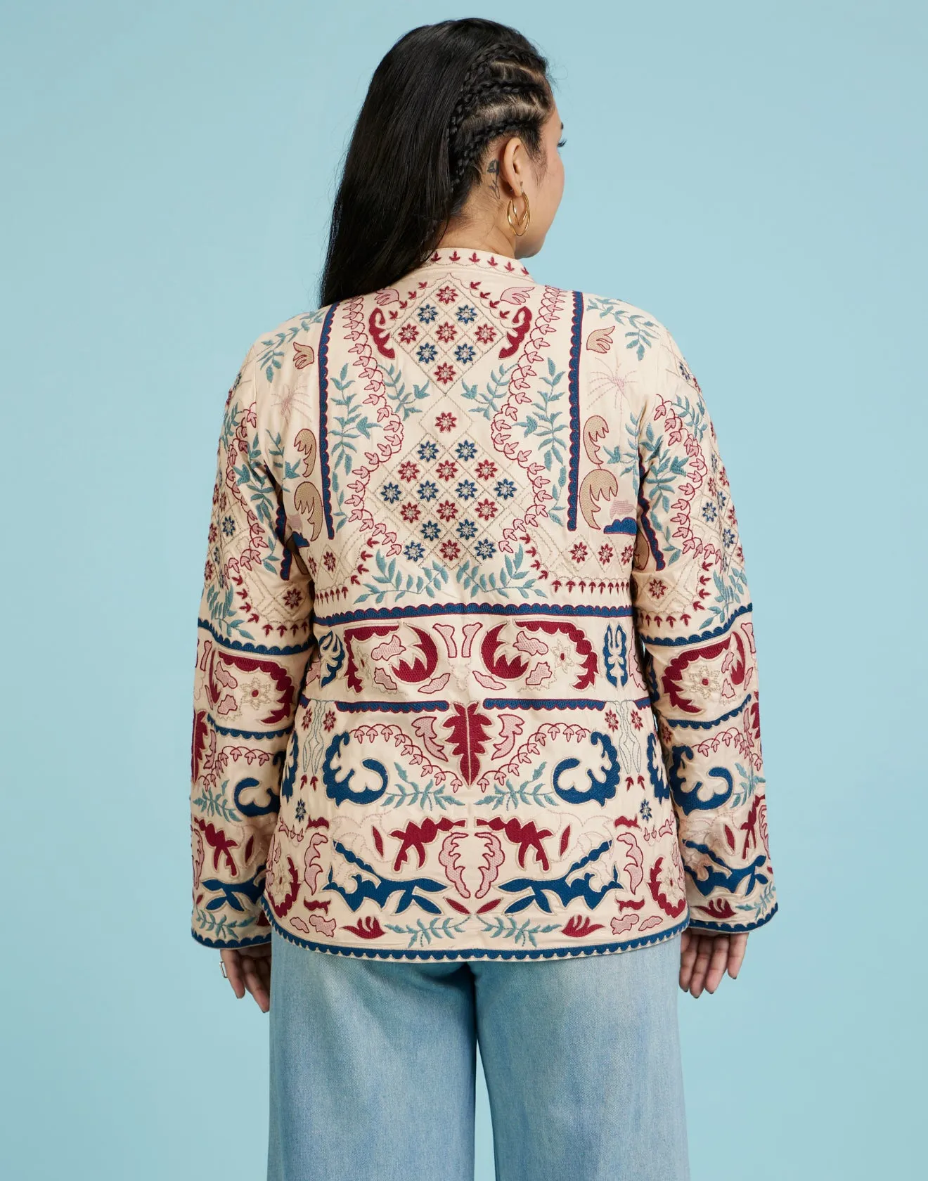 Multicolor Kashida Embroidered Ethnic Jacket