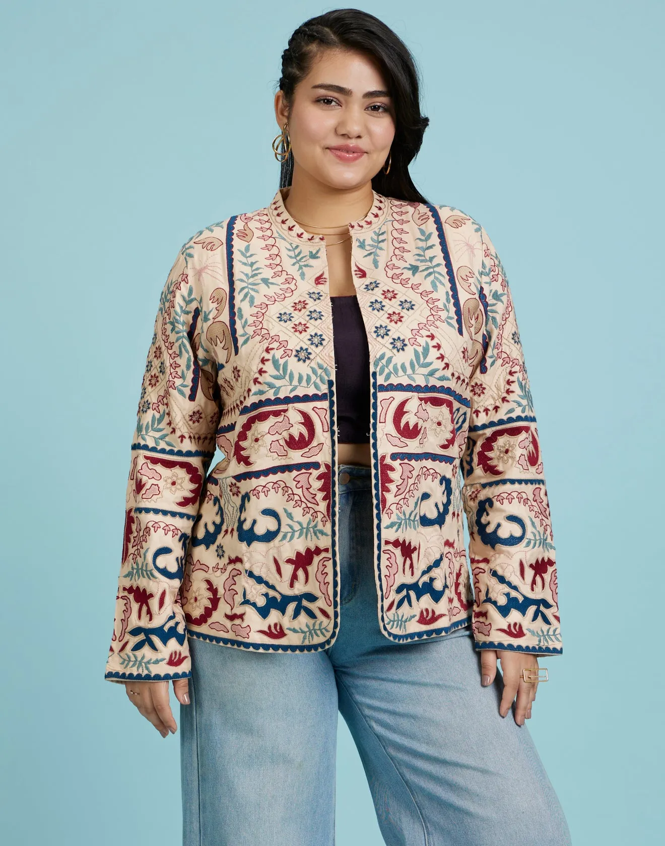 Multicolor Kashida Embroidered Ethnic Jacket