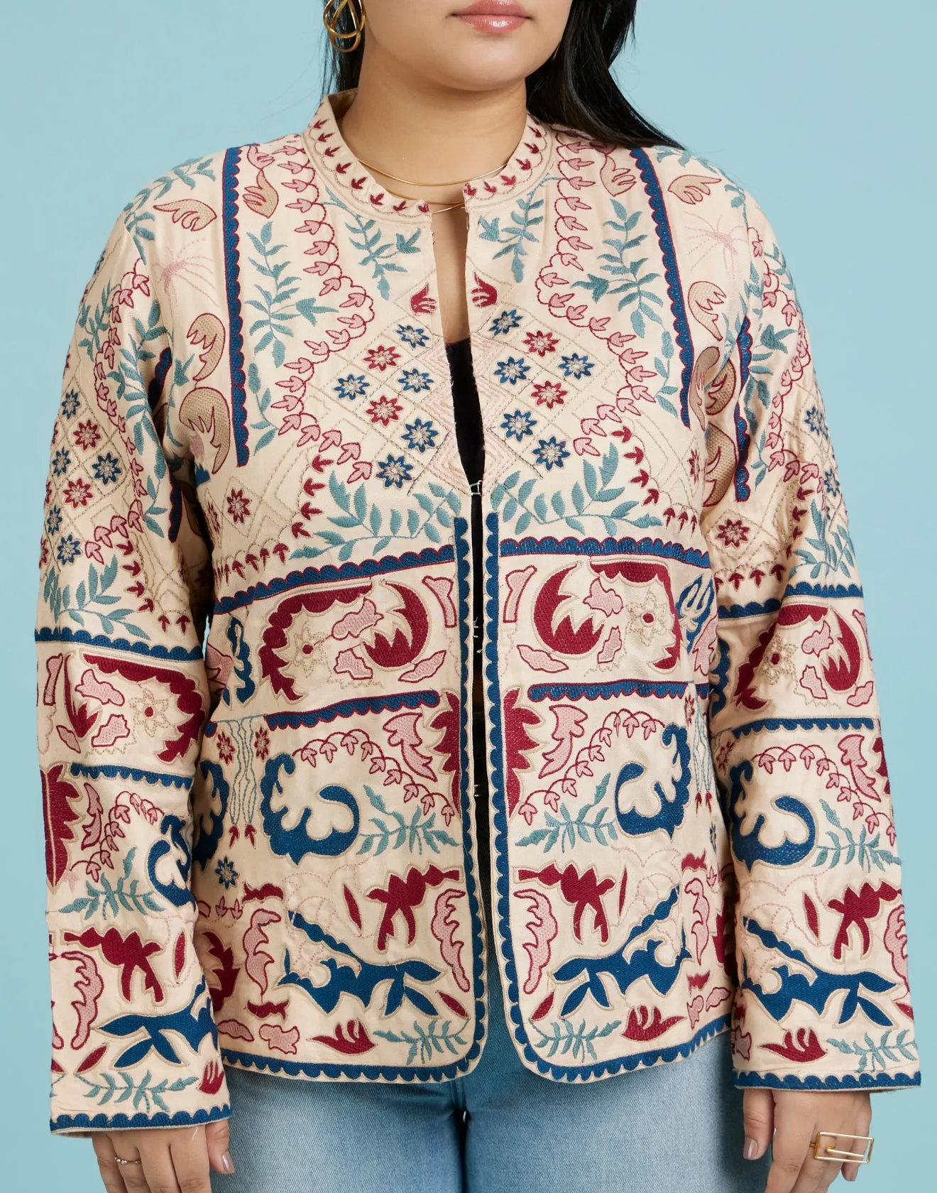 Multicolor Kashida Embroidered Ethnic Jacket