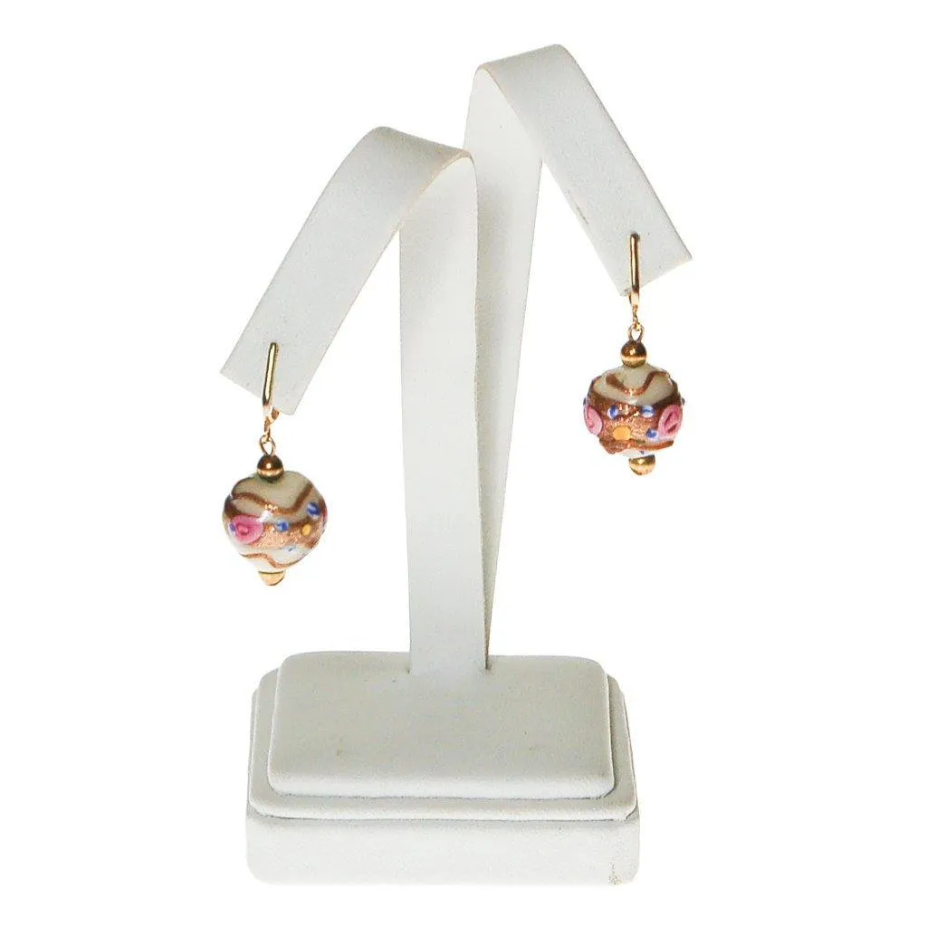 Murano Glass Wedding Cake Bead Earrings