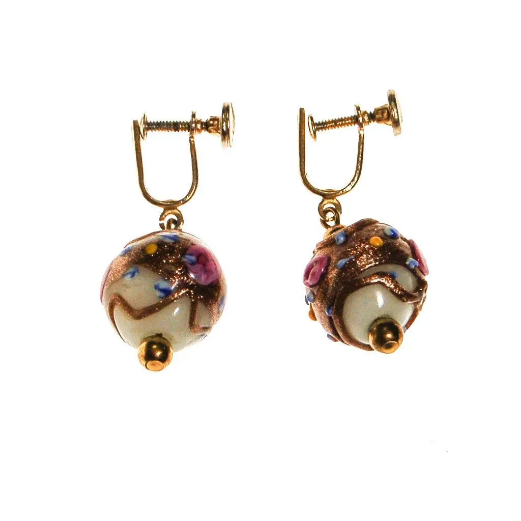 Murano Glass Wedding Cake Bead Earrings