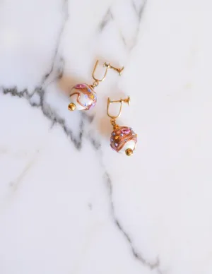 Murano Glass Wedding Cake Bead Earrings