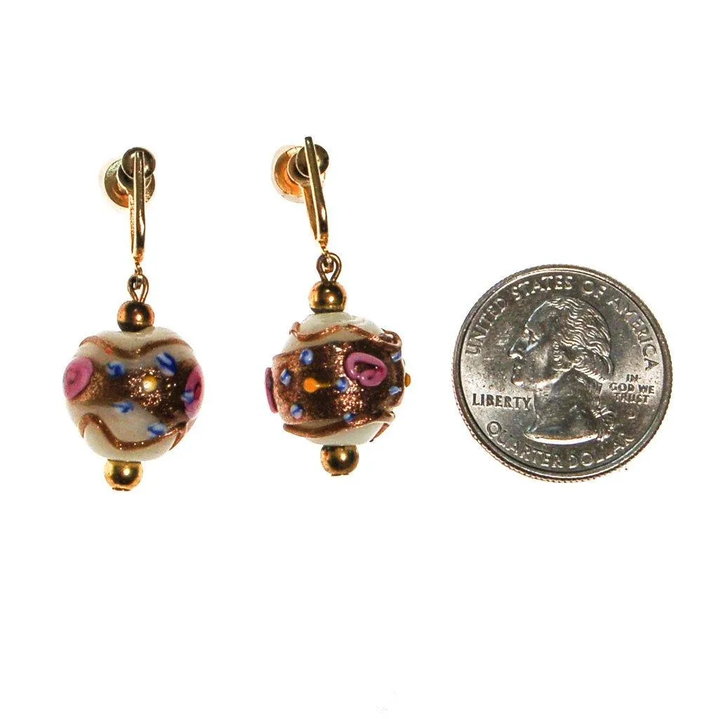 Murano Glass Wedding Cake Bead Earrings