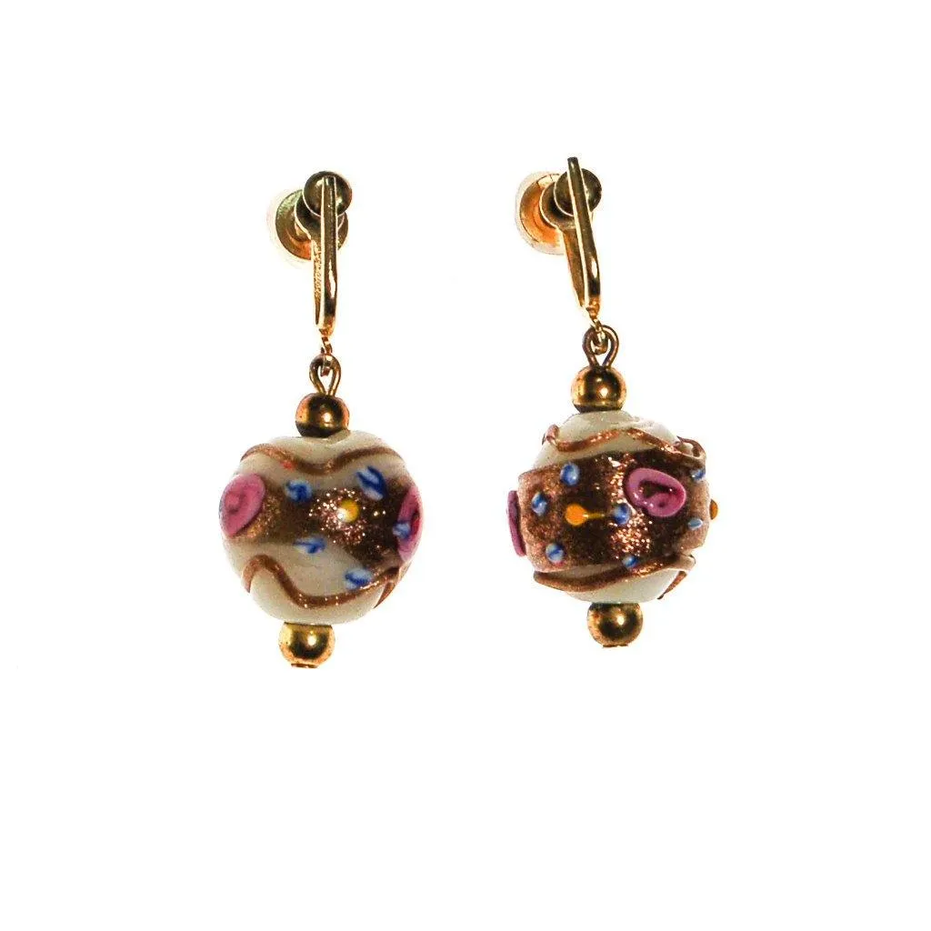 Murano Glass Wedding Cake Bead Earrings