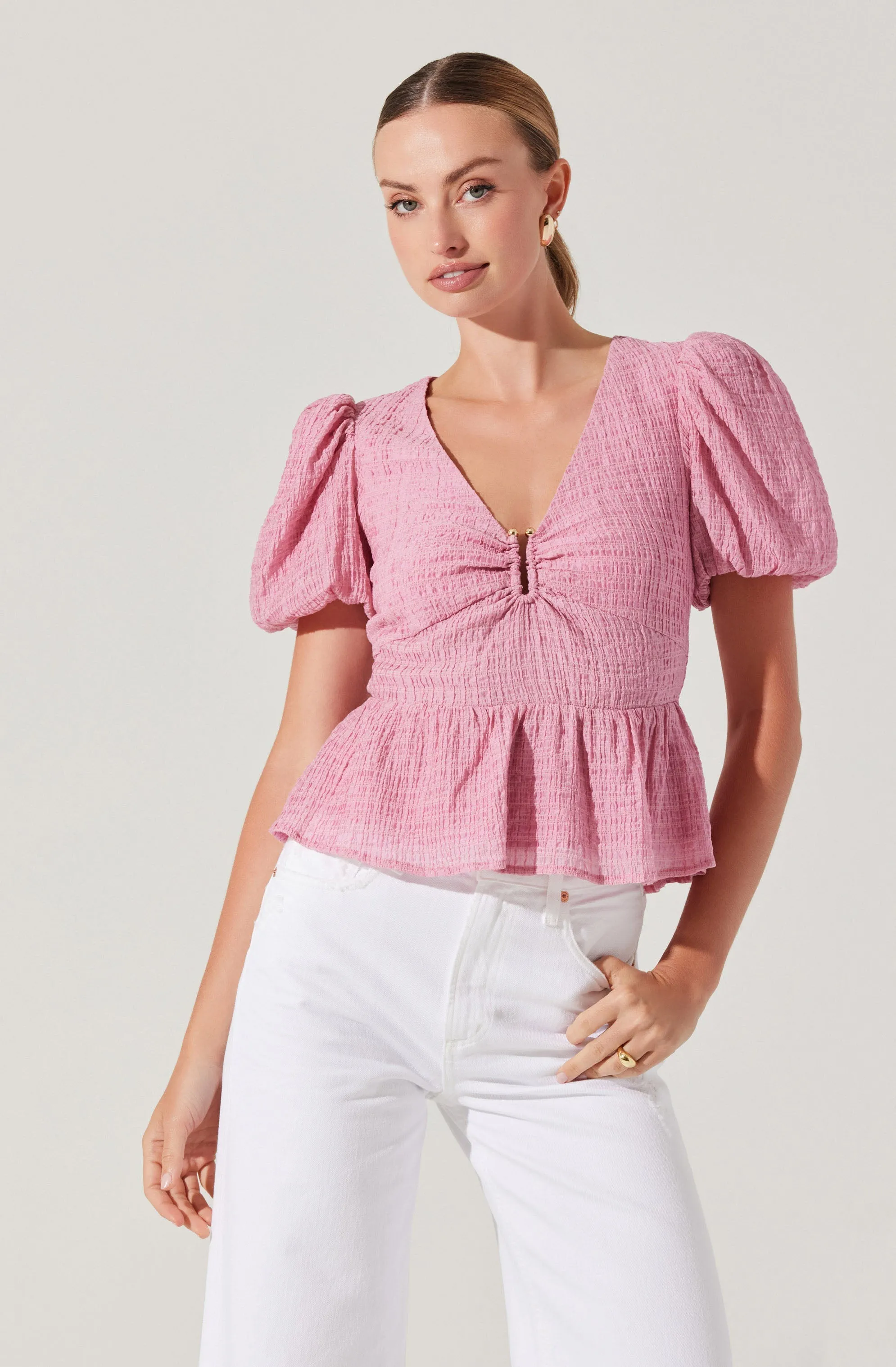 Mylah Puff Sleeve Peplum Top