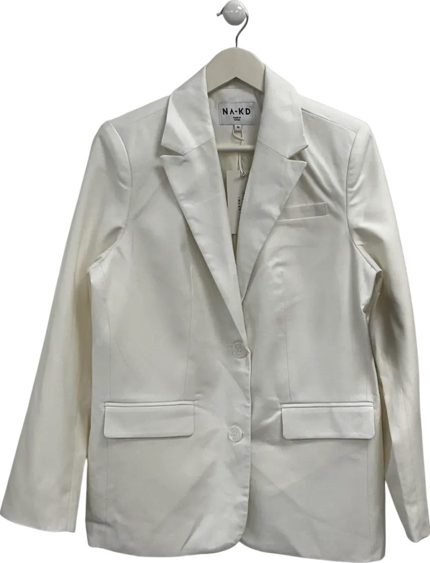 NA-KD Cream Tailored Blazer UK 8