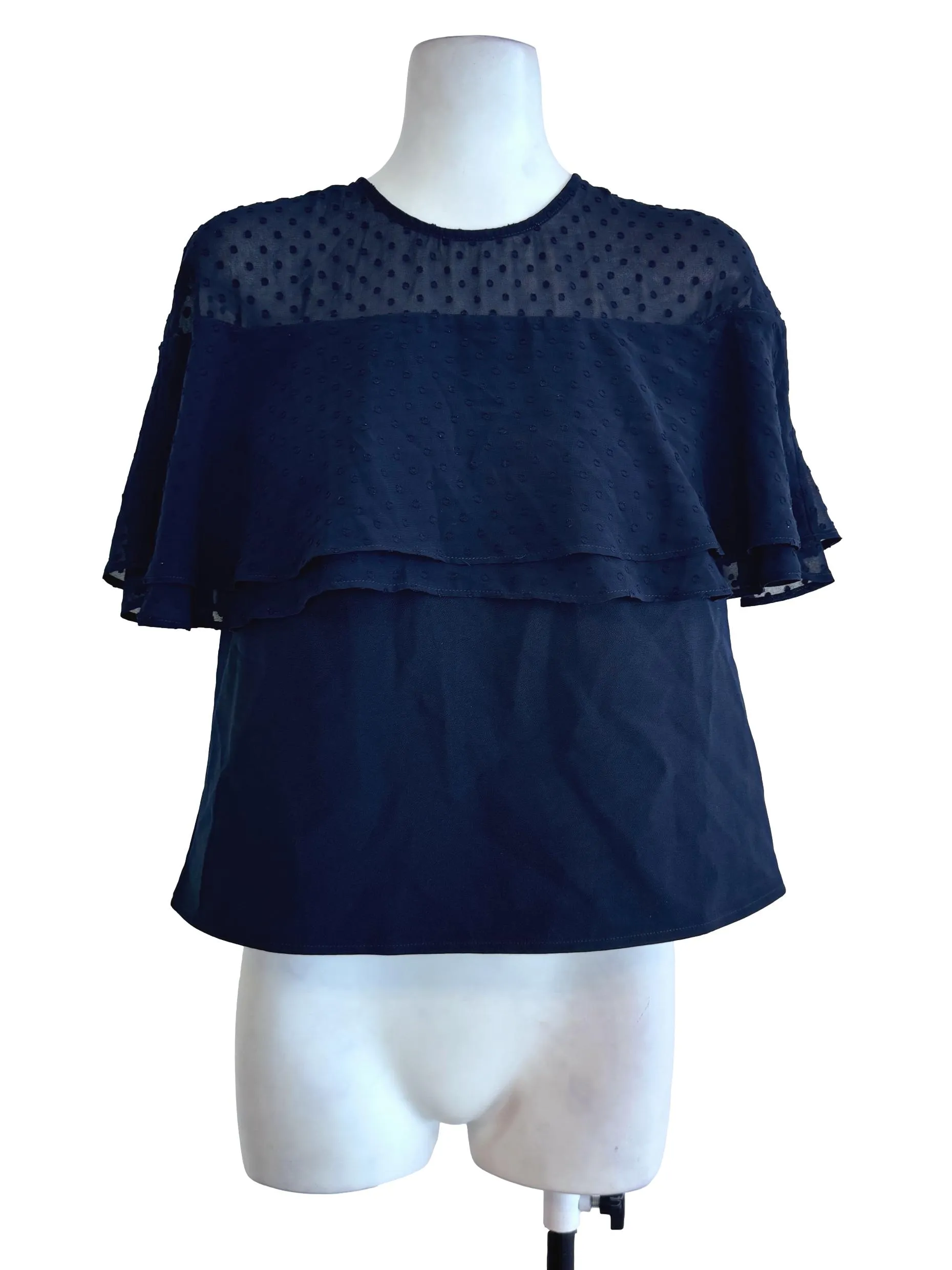 Navy Blue Laced Top