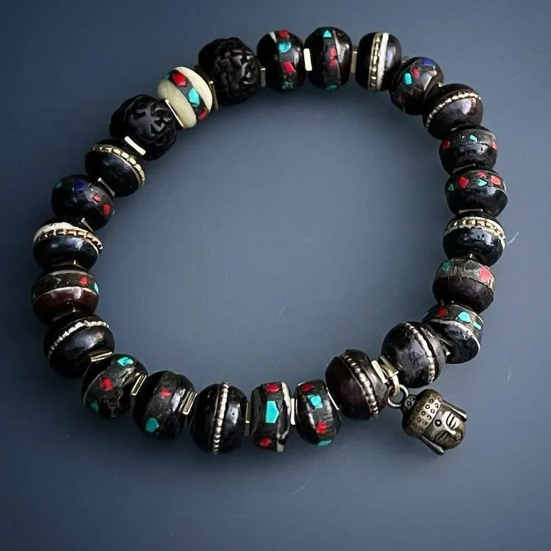 Nepal Seed Beaded Buddha Charm Meditation Bracelet