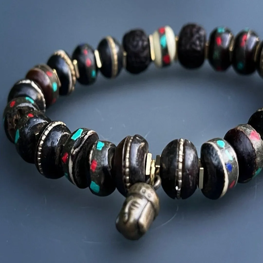 Nepal Seed Beaded Buddha Charm Meditation Bracelet