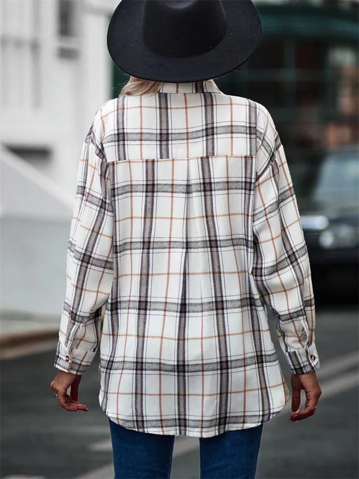 New Autumn Plus Size Extra Loose Plaid Soft Women Blouse