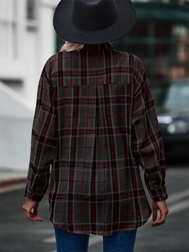 New Autumn Plus Size Extra Loose Plaid Soft Women Blouse
