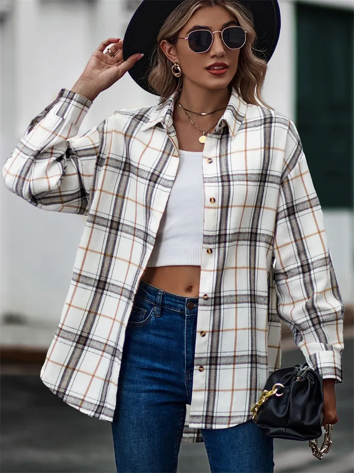 New Autumn Plus Size Extra Loose Plaid Soft Women Blouse