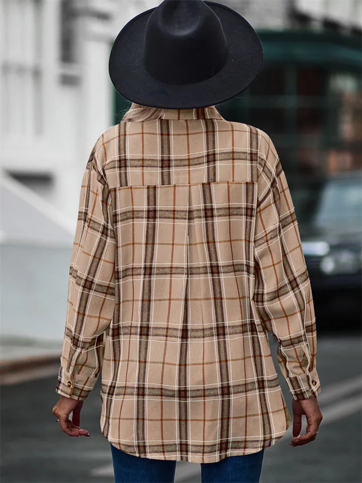 New Autumn Plus Size Extra Loose Plaid Soft Women Blouse