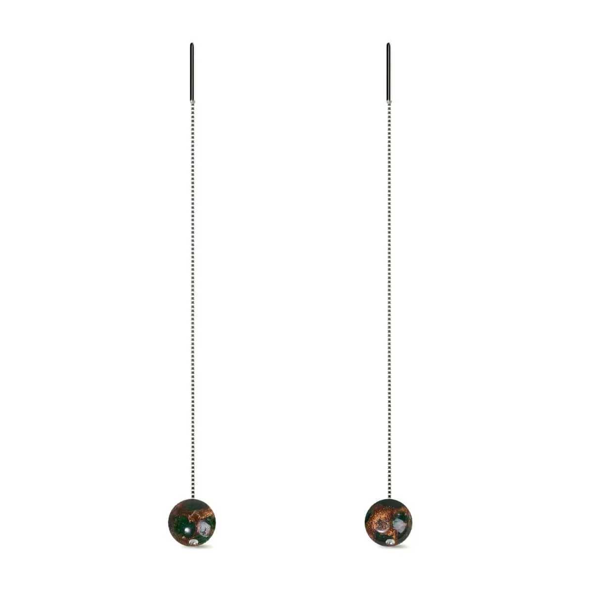 New Green Agate | .925 Sterling Silver | Gemstone Chain Drop Threader Earrings