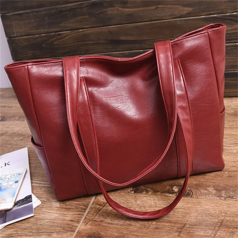 New Simple Style Casual Fashion PU Leather Bucket Bag Handbags