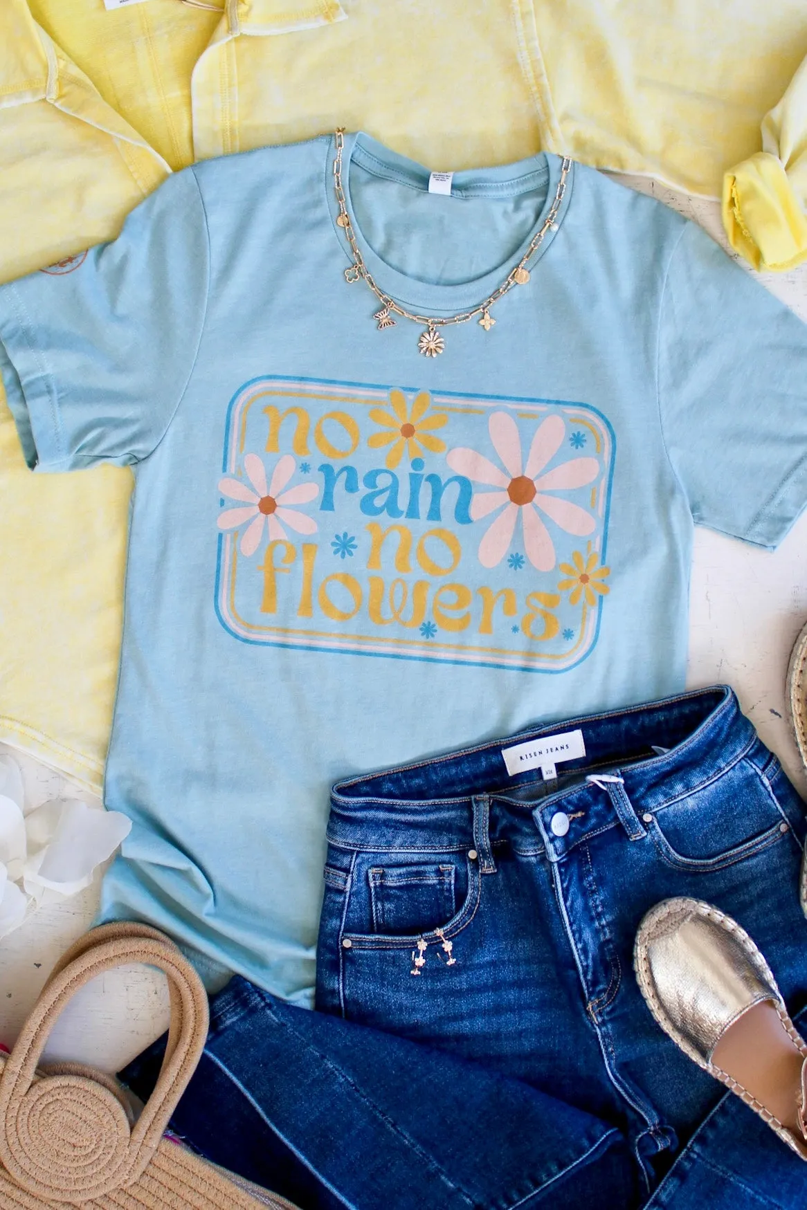 No Rain No Flowers Graphic Tee • Seafoam