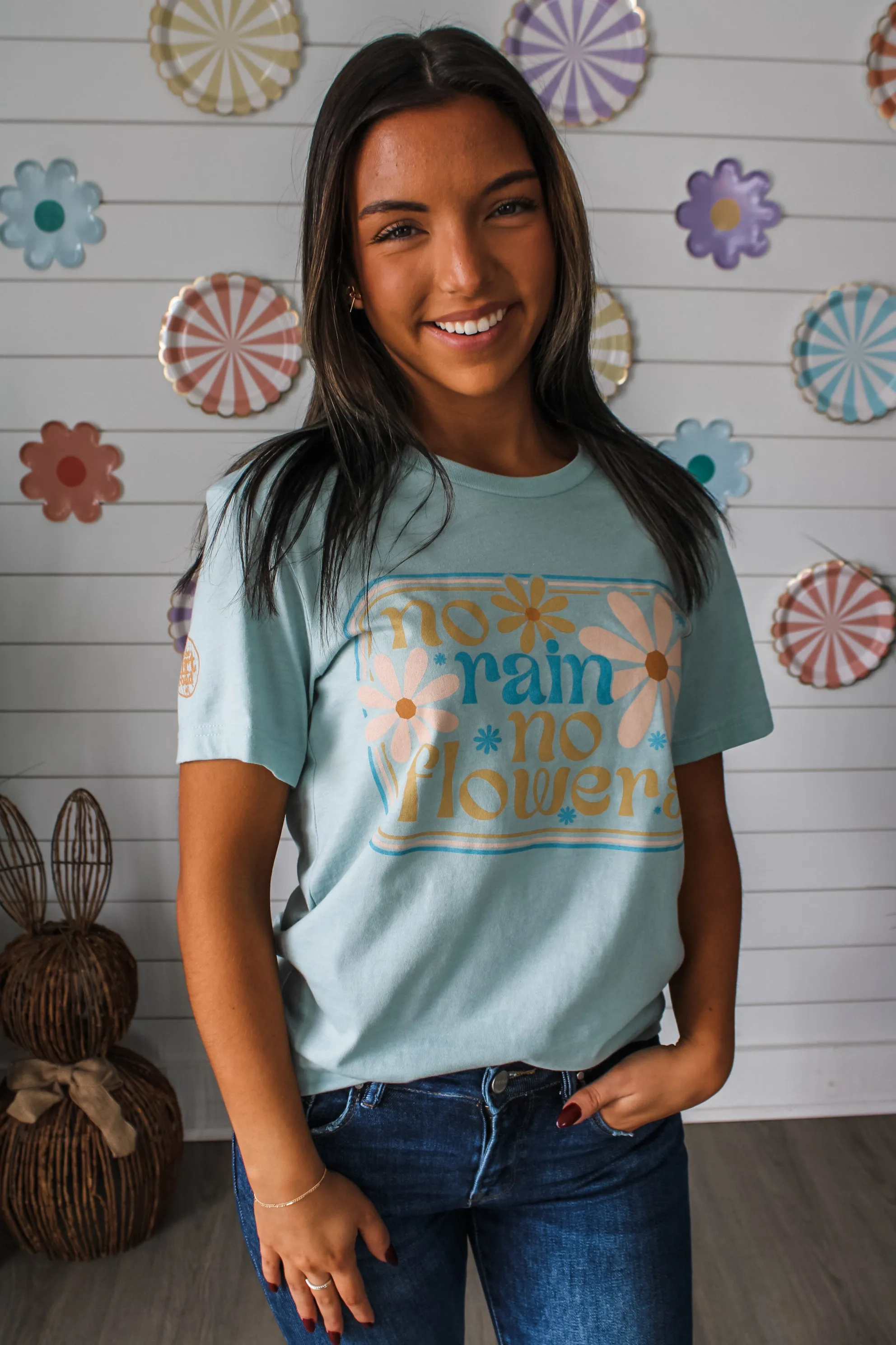 No Rain No Flowers Graphic Tee • Seafoam