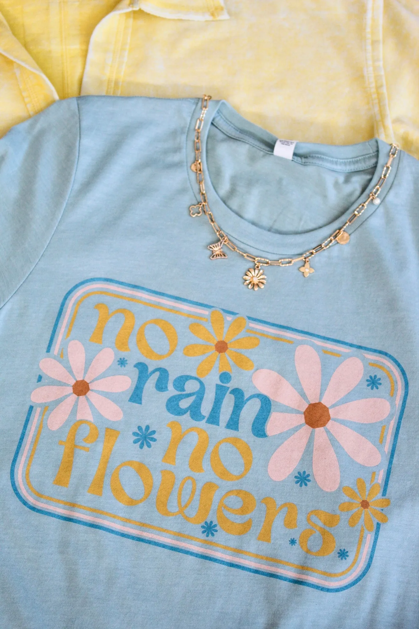 No Rain No Flowers Graphic Tee • Seafoam