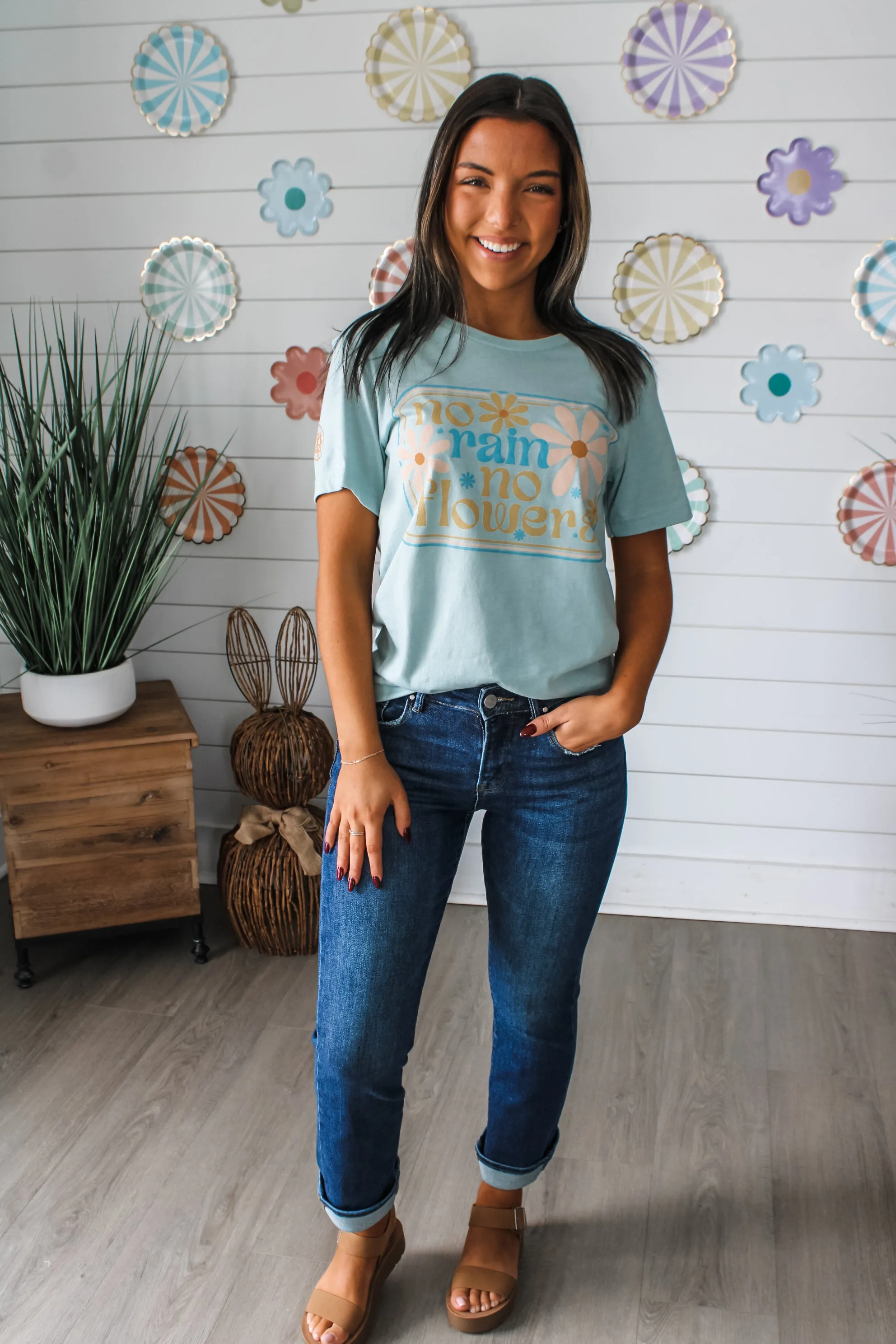 No Rain No Flowers Graphic Tee • Seafoam