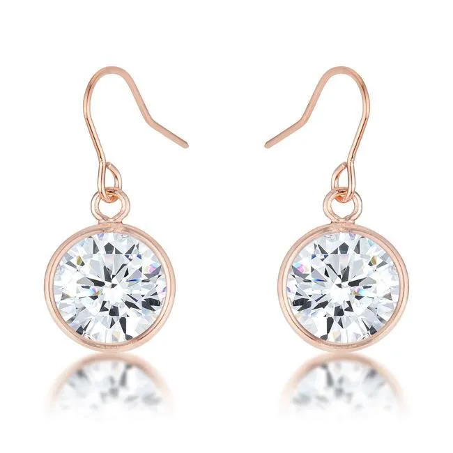 Noga Bezel CZ Solitaire Drop Earrings