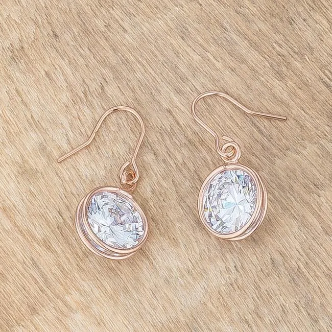 Noga Bezel CZ Solitaire Drop Earrings