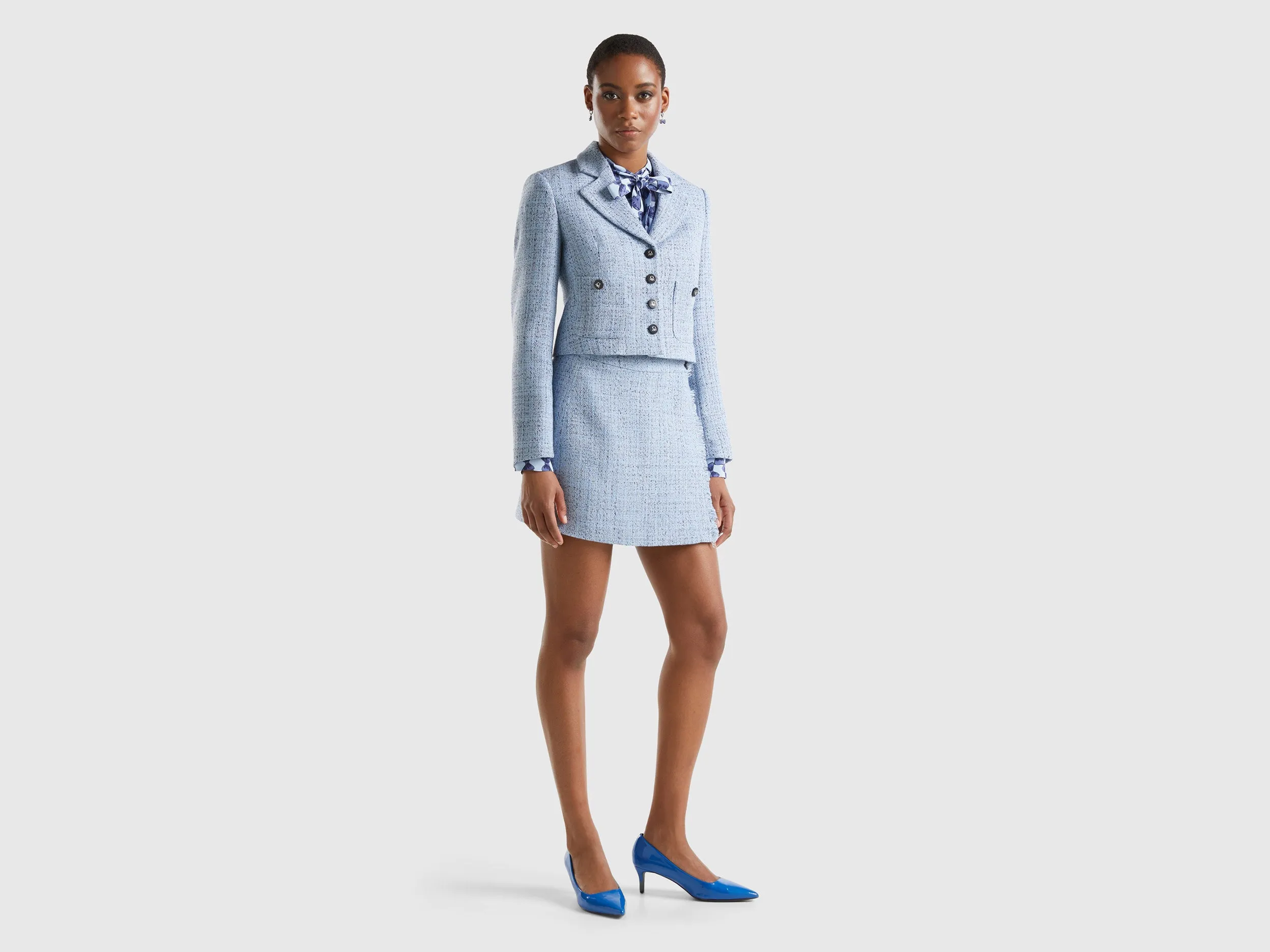 Notched Lapel Collar Solid Blazer
