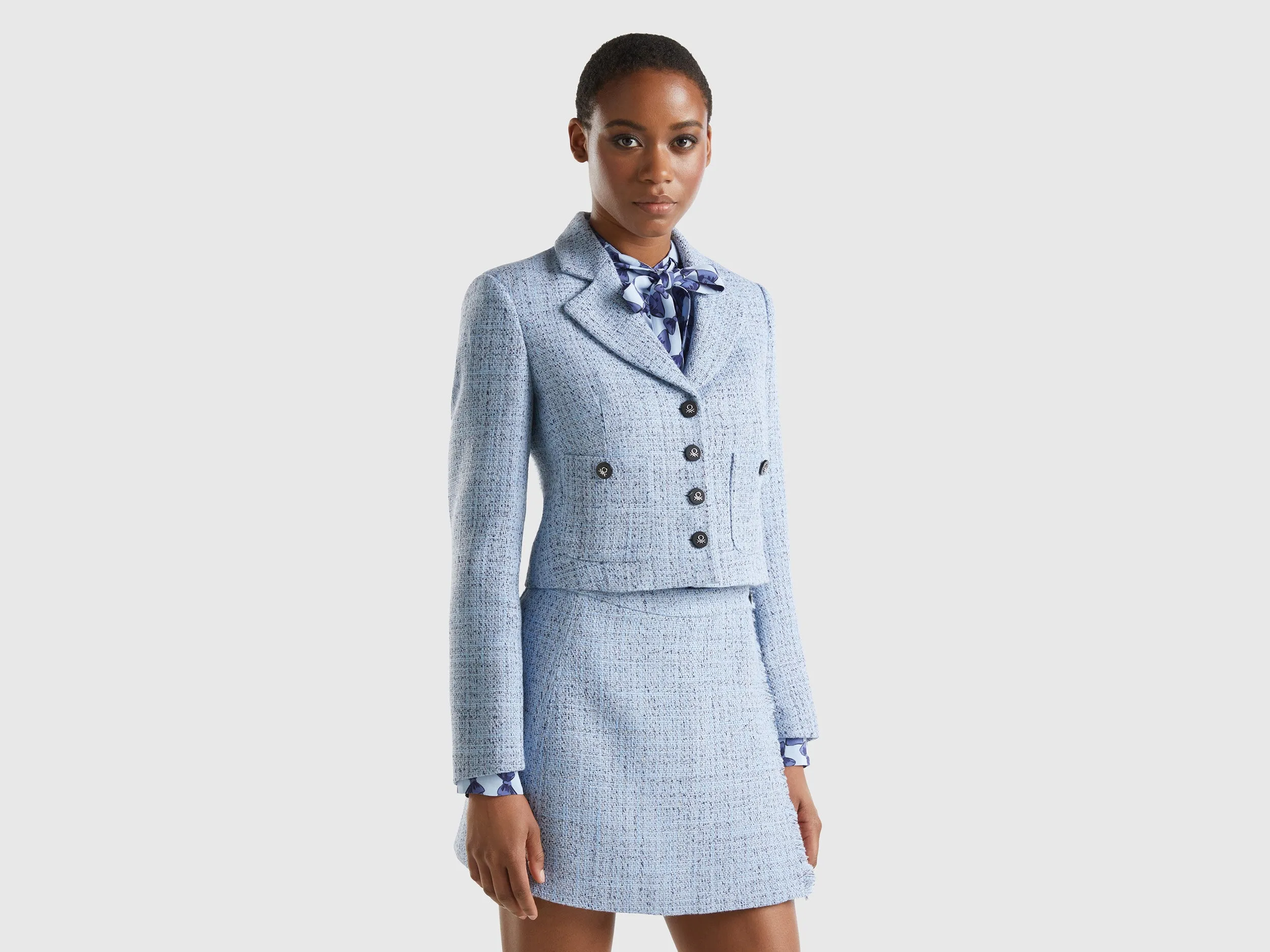 Notched Lapel Collar Solid Blazer