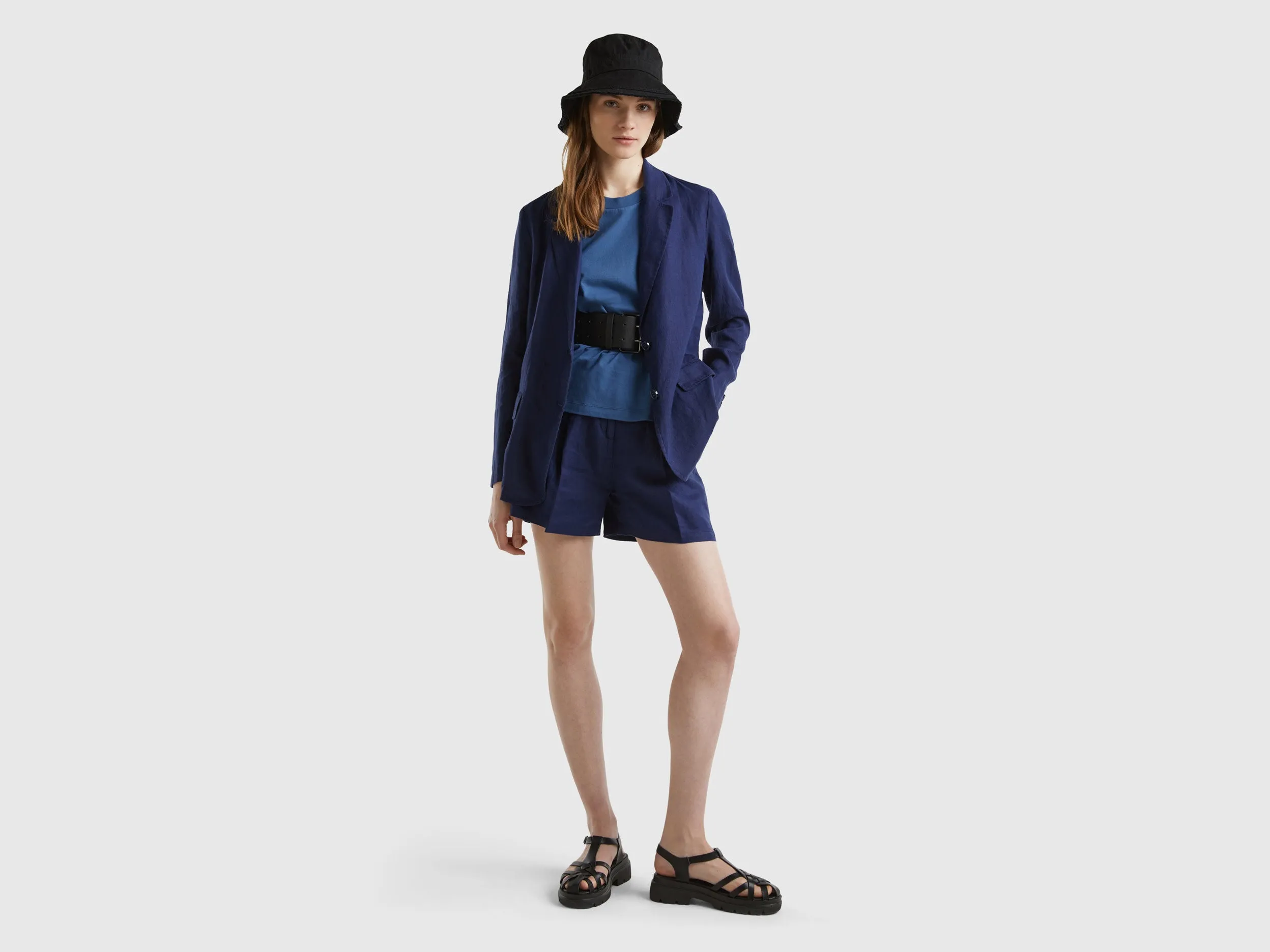 Notched Lapel Collar Solid Blazer
