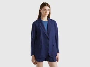 Notched Lapel Collar Solid Blazer