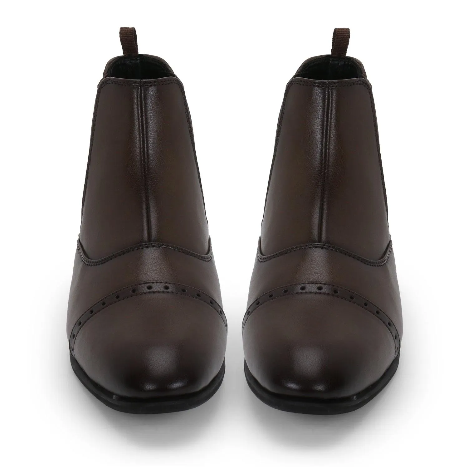 Nueback Brogue Brown Chelsea Boots
