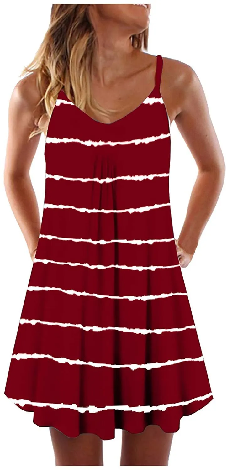 NXY Winsummer Women Dresses Summer Mini Sleeveless Flower Print Plus Size Boho Dress Short Tank Dress A-Line Beach Sundress